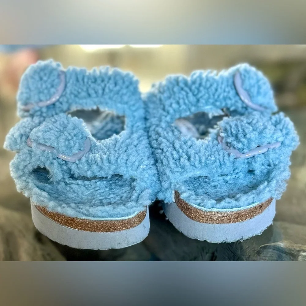 🎸Papillio by Birkenstock🎸🔥NWOT🔥ArizonaBig Buckle Genuine Shearling Slide— 7-7.5